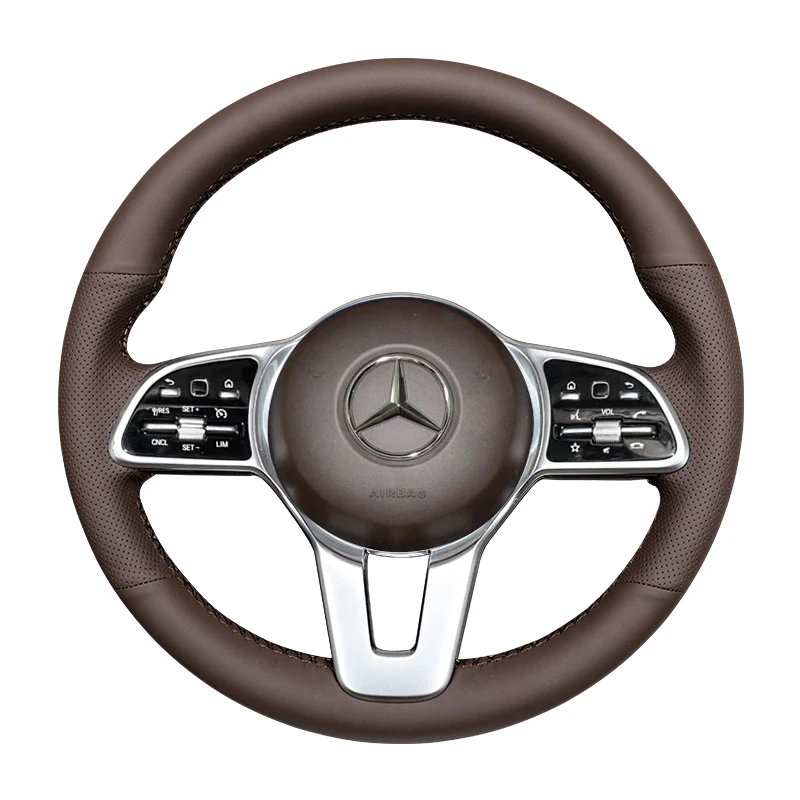 

Customized Hand Sewing Braid Car Steering Wheel Cover for Mercedes-Benz S350 GLB GLC GLE EQC EQE Genuine Leather Car Accessories