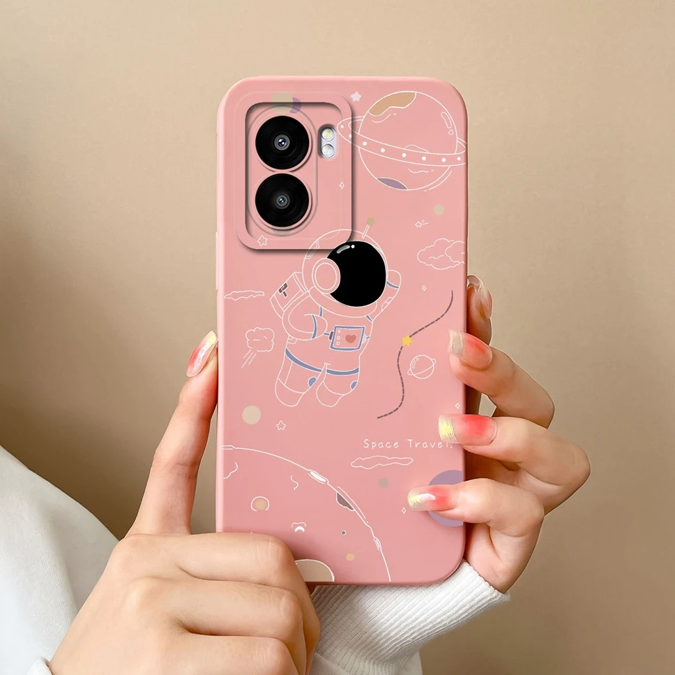 Lovely Cartoon Astronaut Liquid Silicone Phone Case