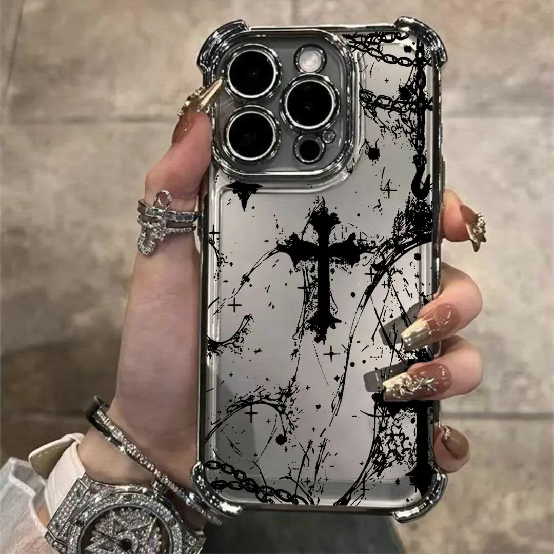 Black Cool Dark Gothic Cross Mark Clear Case Cover