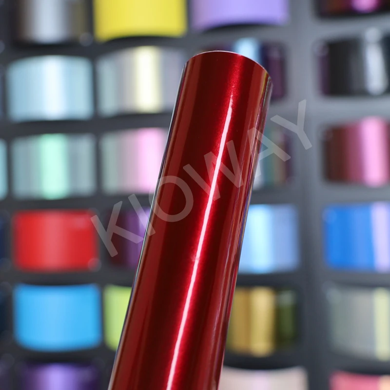 Highest quality glossy metallic Cherry red vinyl wrap metallic Cherry