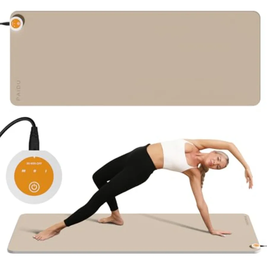 Adjustable Temperature Heated Floor Mat with Extra Large Size and AntiSlip Surface for Winter Use Ideal for Yoga Pilates and Ex 1