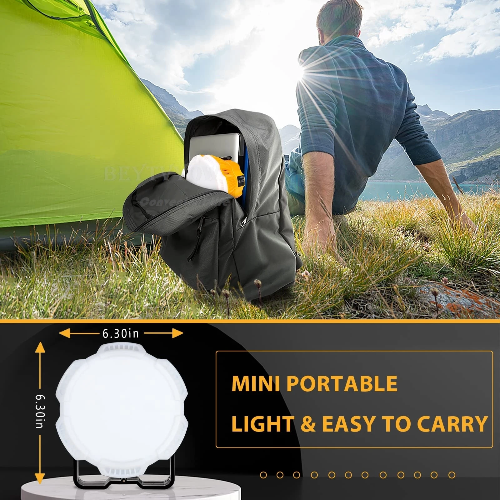 LED Camping Light for Dewalt 14.4-20V Battery 2400LM Flashlight Portable Light w