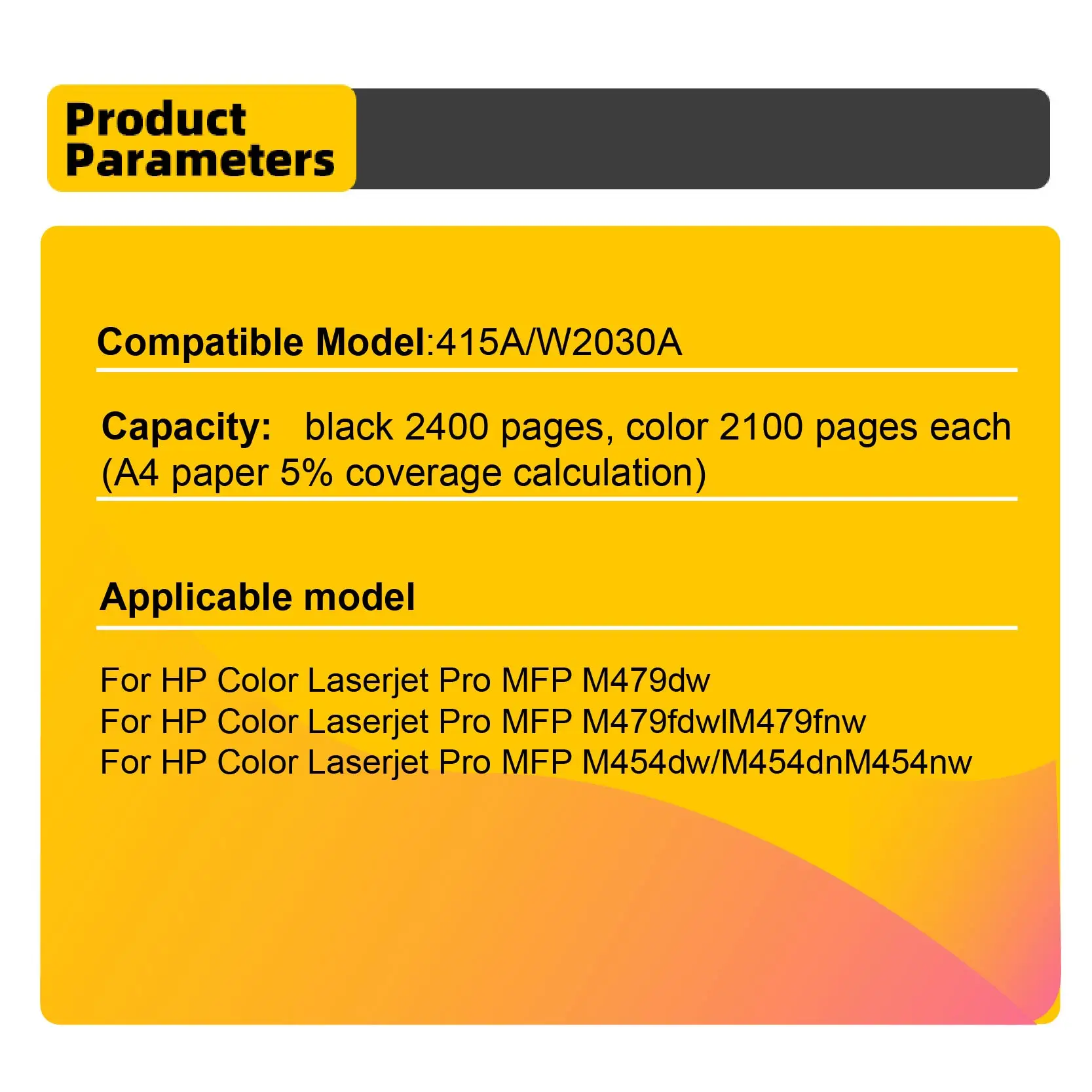 Compatível Cor Toner Cartucho com Chip hp 415a W2030a W2031a W2023a W2033a hp Cor Laserjet Pro Mfp M479 M454 - Imagem 2