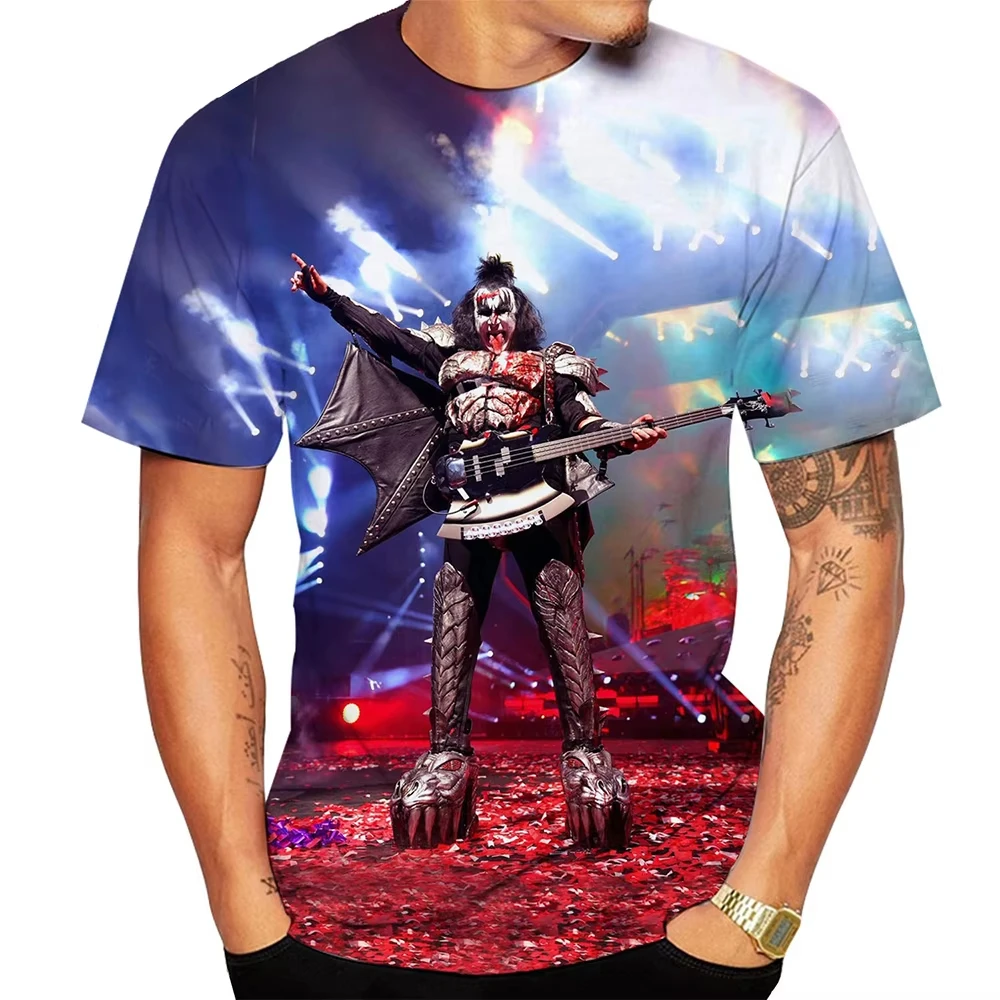 HIP HOP Kiss Rock Band Short Sleeve O Neck T-shirt for Men Kiss