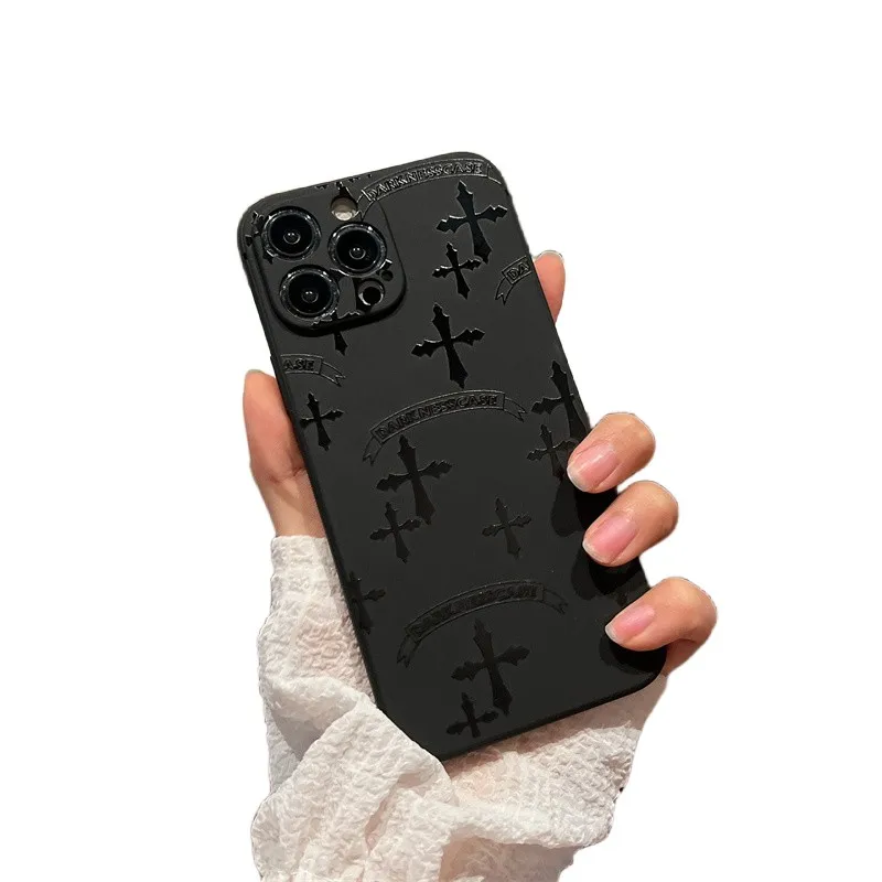 

Original Jesus Christ Cross Black Phone Case For iPhone 15 13 14 12 11 Pro Max 14 15 Plus Cases X XS XR Mini Soft Back Cover