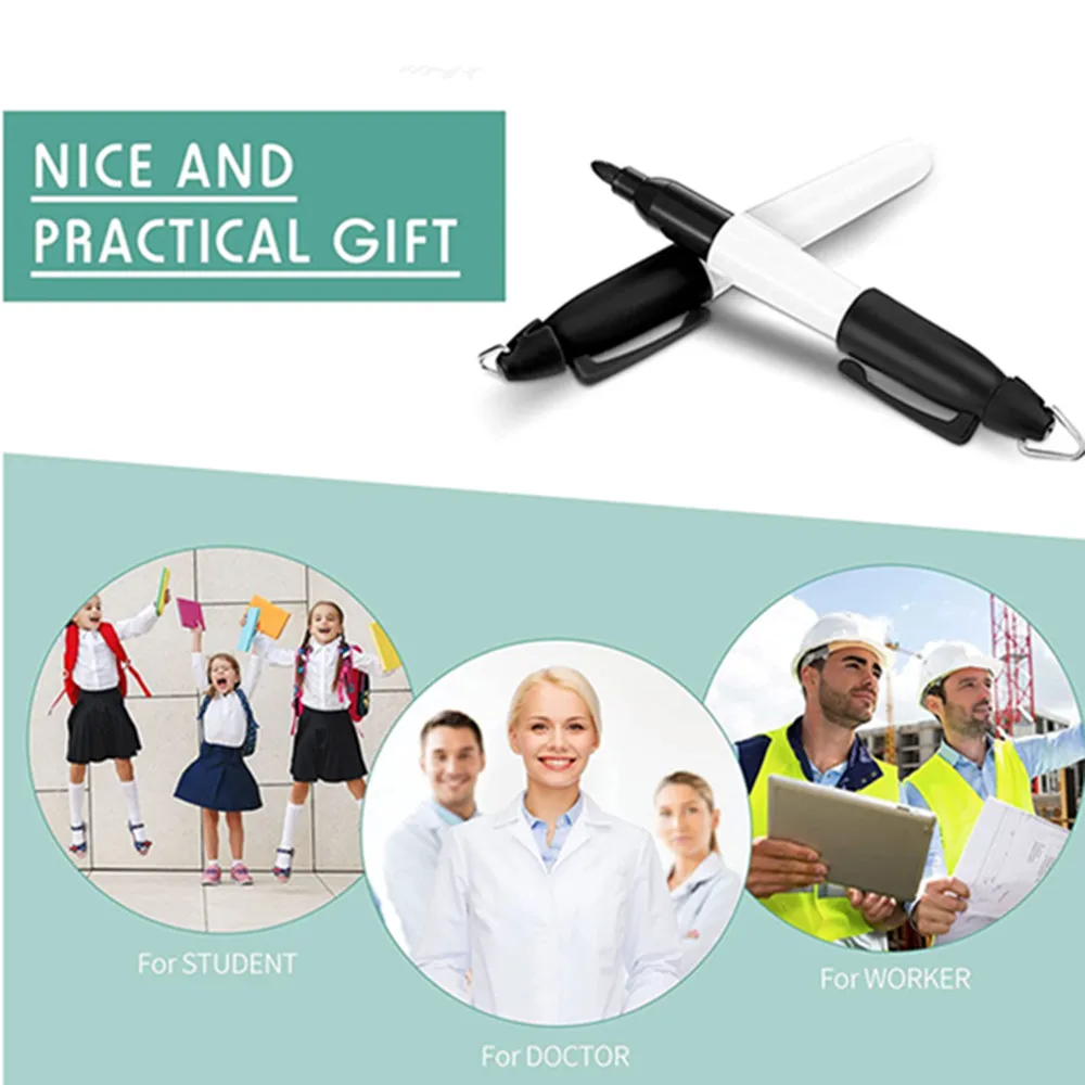 Mini Buckle Marker Student Stationery Office Supplies Portable Golf Ball Marker Pen Black Ink Pens Triangle Buckle Iron Hook 3