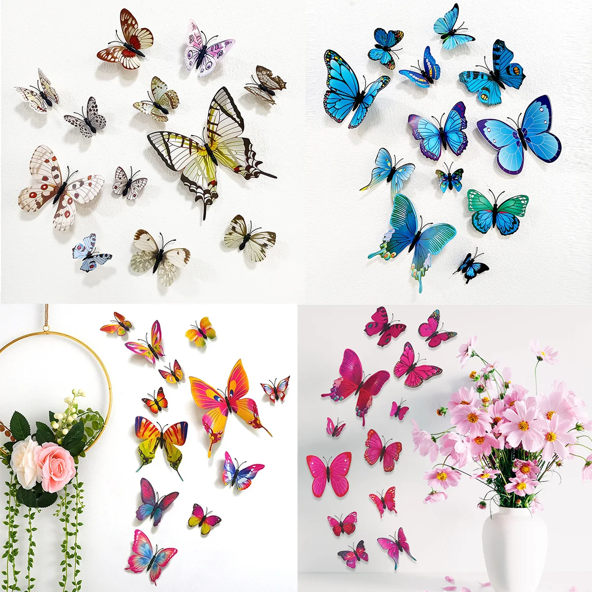 12pcs 3D Butterfly Wall Stickers Wedding Decoration Party Cake Decor ...