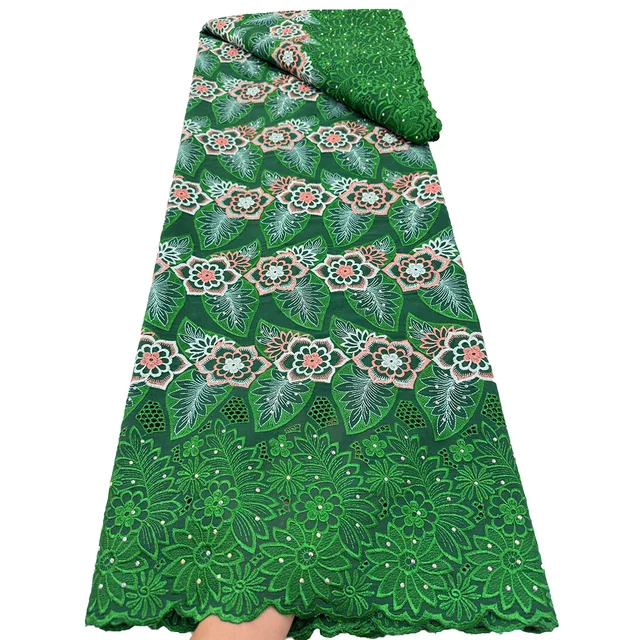 Nigerian Cotton Voile Lace Fabric With Stones 2026 African Swiss Voile Lace Fabric For Sewing Women Wedding Party Dress