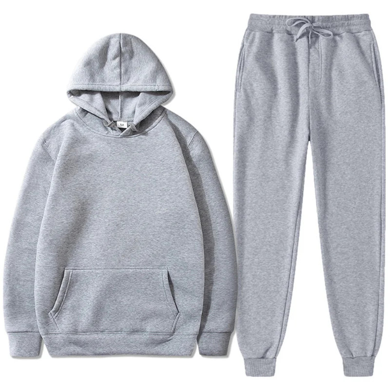 thumbnail image 1 of Conjunto de chándal de 2 piezas para hombre, sudadera con capucha y pantalones con cordón, sudaderas con capucha para hombre, ropa deportiva para correr, ropa deportiva de otoño para hombre y mujer, 1 of 5