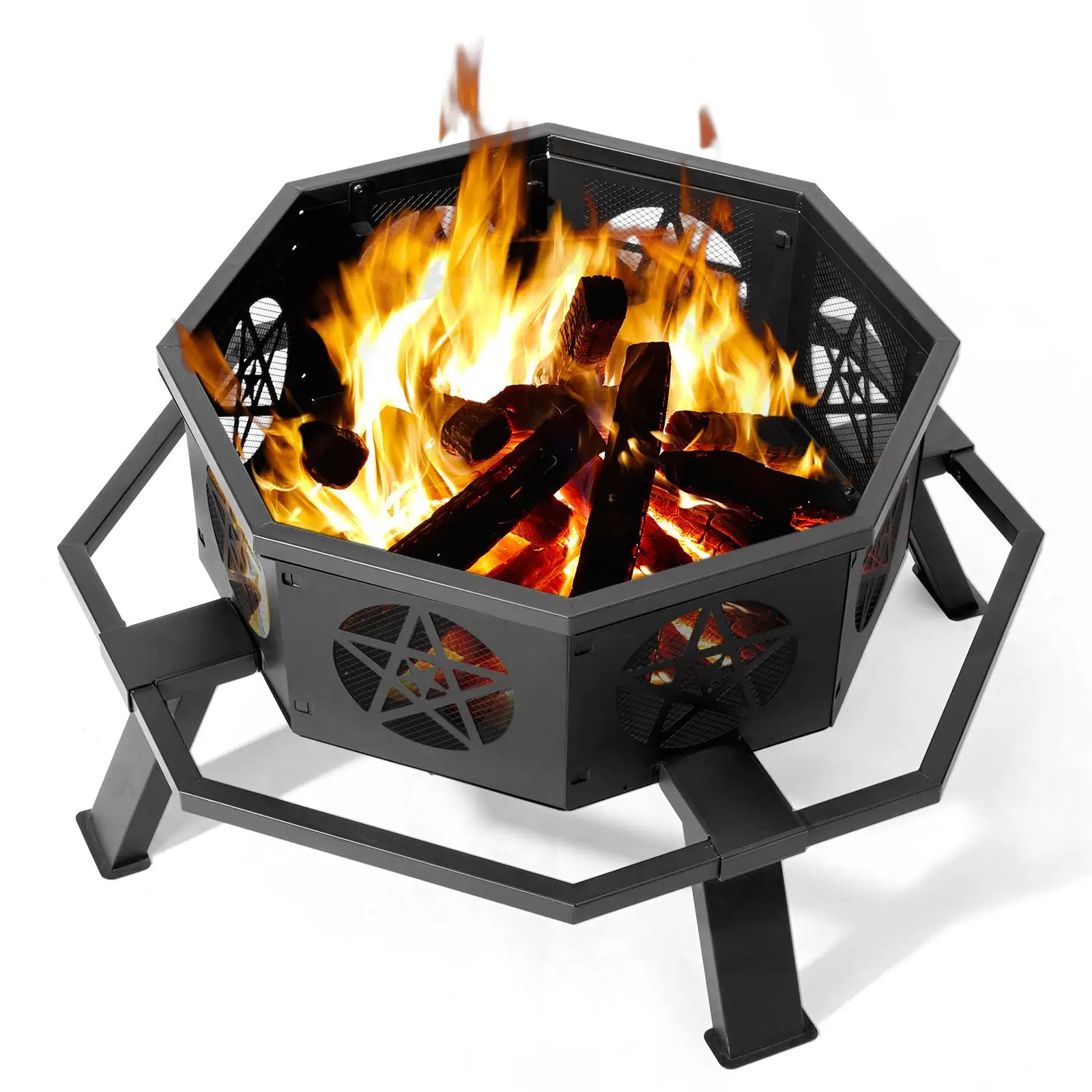 35-Inch Decorative Outdoor Fire Pit-Portable Patio Heater for Backyard Campfires & BBQs