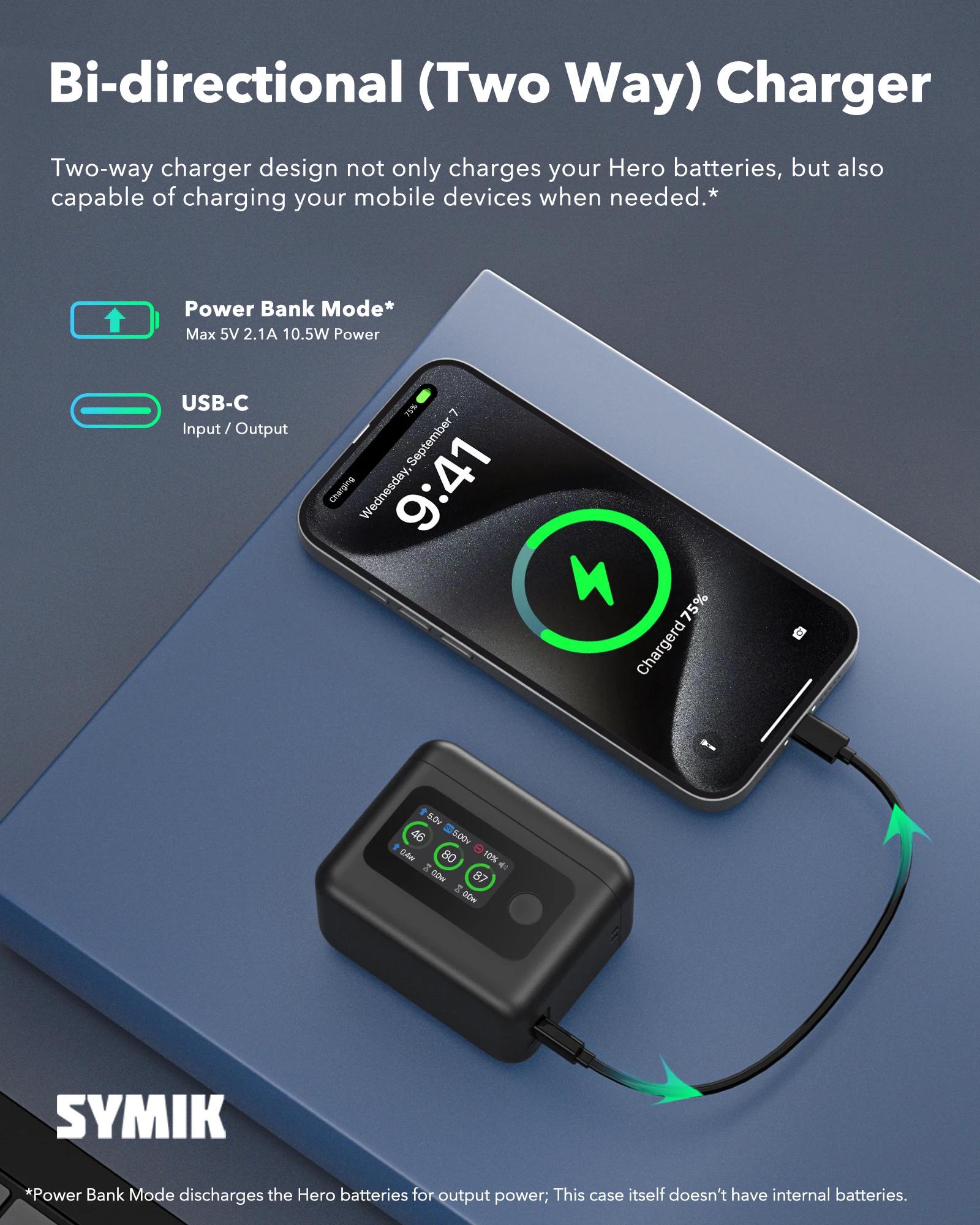 Chargeur Batterie Hub pour GoPro 13 ouvert, affichant les emplacements pour batteries et le design compact.