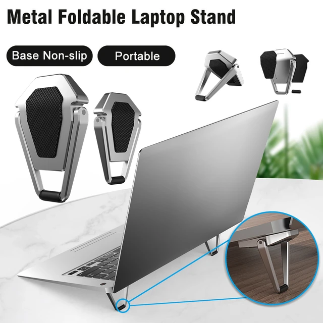 Metal Foldable Laptop Stand Non-slip Base Bracket Support For Macbook Pro Air Lenovo Thinkpad PC Laptops Mini Cooling Stand Feet 2