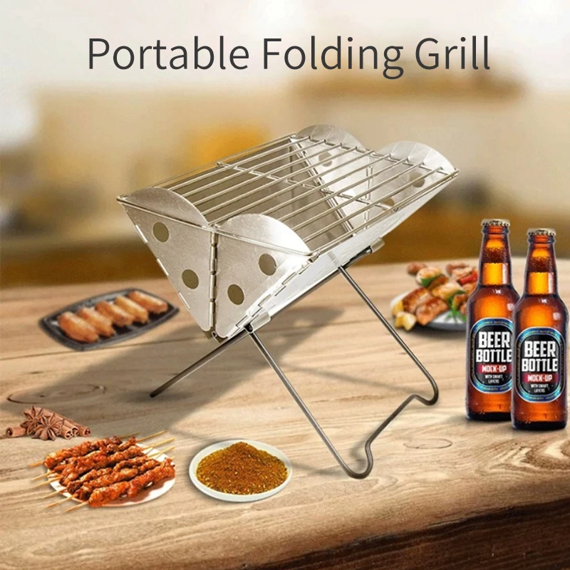 Portable Folding BBQ Grill Multifunction Camping Barbecue Grill Stove Rack Net Firewood Stove Stainless Steel BBQ Charcoal barbecue charcoal stove,barbecue stove,barbecue grill