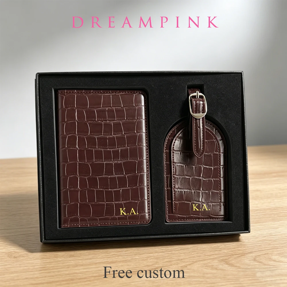 Set Regalo di Lusso con Porta Passaporto e Etichetta Bagaglio Personalizzabile, Accessori da Viaggio per Uomo e Donna - immagine 2