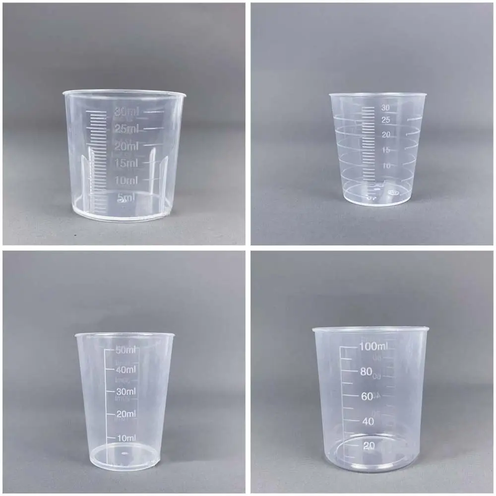 30/50/100ml Mini Clear Graduated Measuring Cup Scale Plastic Transparent Mixing Cup Laboratory Beaker Kitchen Baking Tools