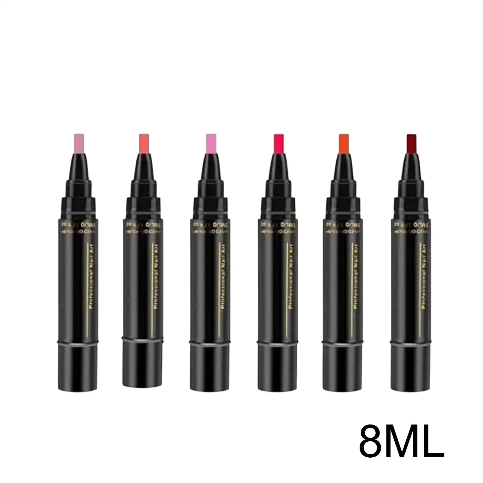 6PCS 멀티 컬러 3in1 젤 네일 펜 5ml 빠른 건조 비 UV DIY 네일 아트 디자인 내구성있는 색상 매니큐어 페인팅 브러쉬 도구 세트