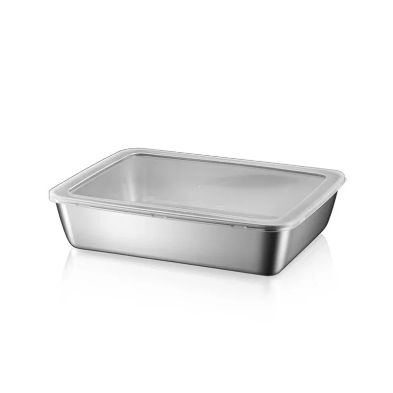 Stainless Steel Food Storage Plates with Lids for Kitchen