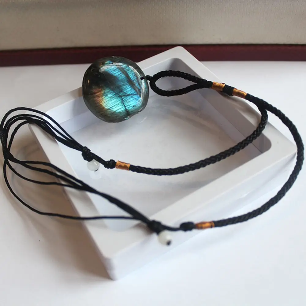 1Pc Natural Labradorite Pendant Necklaces Random Shaped Energy Stone Women Men Healing Buddha Lucky Necklace Moonstone