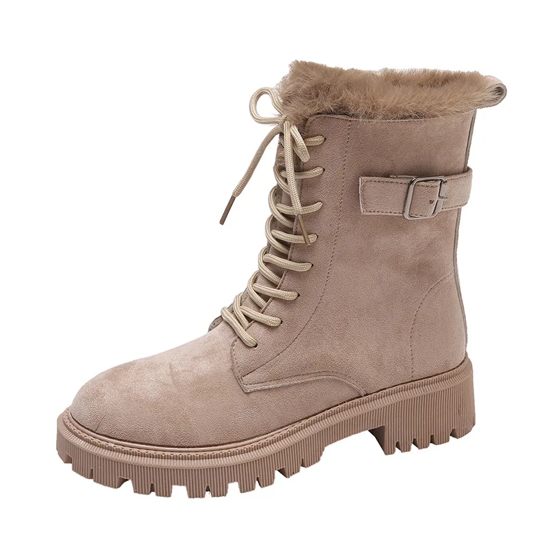 2023 Vrouwen Snowboots Platform Winter Laars Dikke Pluche Casual Schoenen Dames Anti Slip Rits Warm Midden Kuit Laarzen Dames Mode Schoenen