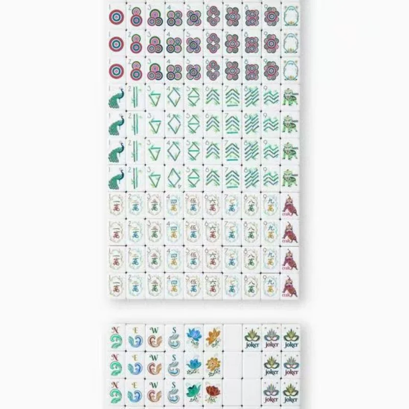 Customized 4-Layer American Mahjong Cards 160 Acrylic Tiles Mahjong Set with Print Vintage Pattern for Family Party Game S0db273f0515748d2b94e933ffee17bd6y