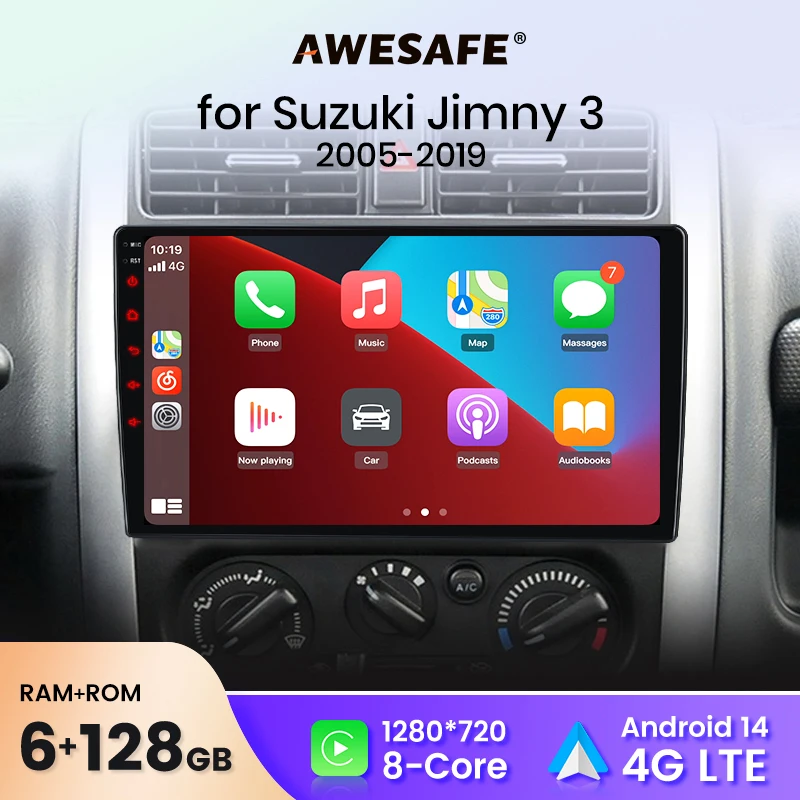 AWESAFE Wireless CarPlay Android Auto Car Radio Stereo For Suzuki Jimny Car Intelligent Systems BT FM RDS Plug & Play SWC UK Shipped