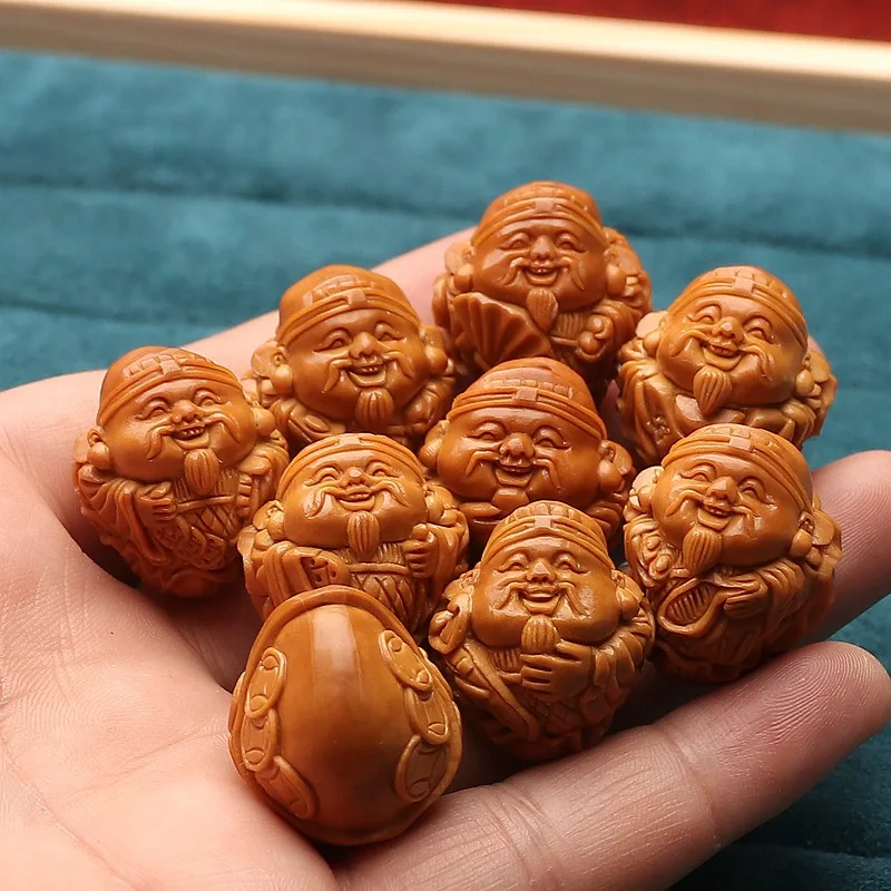 

2.2 Handmade Large Seeds Crystal Nut Carved Lotus Leaf Eight Mammon Crafts Olive Hu Bracelet Short Round