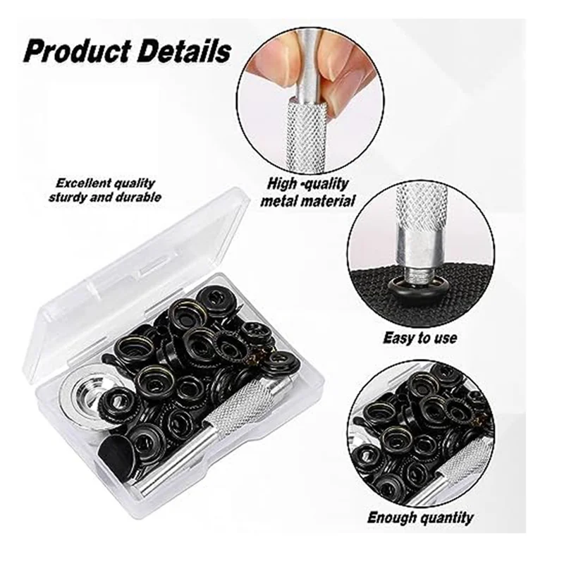 43 Piece Snap Kit With 3 Piece Snap Fixing Tools For Garment Bags, Jackets, Craft Making Supplies
