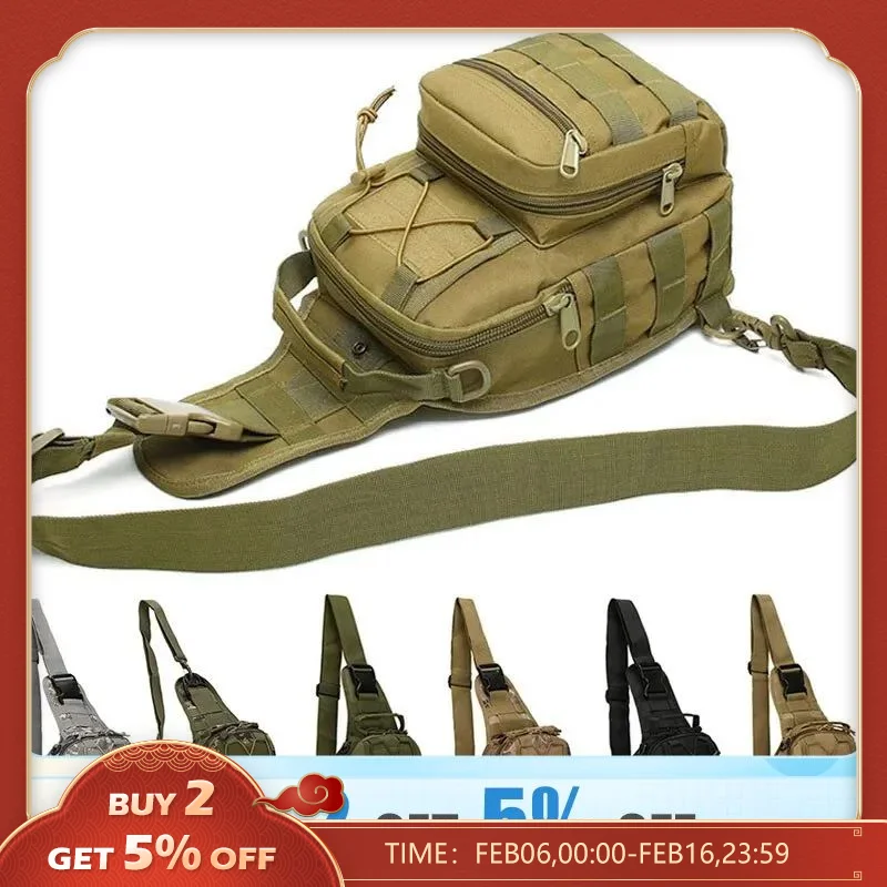 야외 군사 전술 슬링 스포츠 여행 체스트 백, 남성 여성 크로스 바디 백, 하이킹 캠핑 장비 