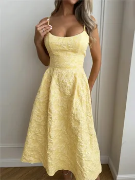 Flower Camisole Dress 2026 Women's Summer Sleeveless Embossed Jacquard Revealed Maxi Dress Women's C asual Long Camisole Dress 1