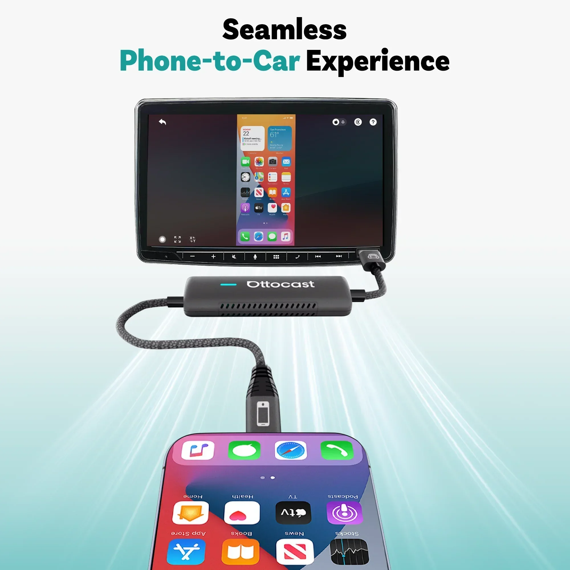 【美品・付属品完備】Ottocast MirrorTouch CarPlay Ottocast Mirror Touch Wireless CarPlay Adapter Near Zero