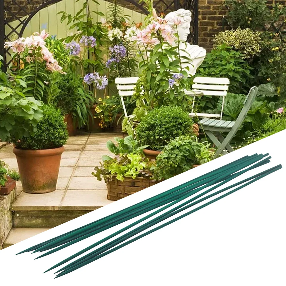 40 Bastoncini Sostegno Per Piante In Bambù 40 Cm - Colore Verde, Punta Appuntita, Per Piante Rampicanti E Fiori In Giardino