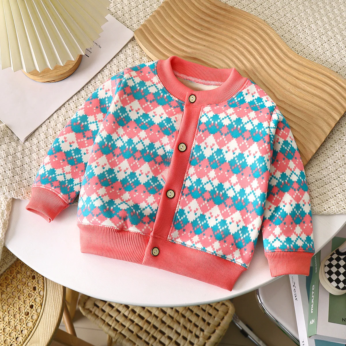 Kids Sweater Kids Coat Baby Boys Girls Thicken Knitted Cardigan Autumn Winter Cartoon Plaid Knitwear