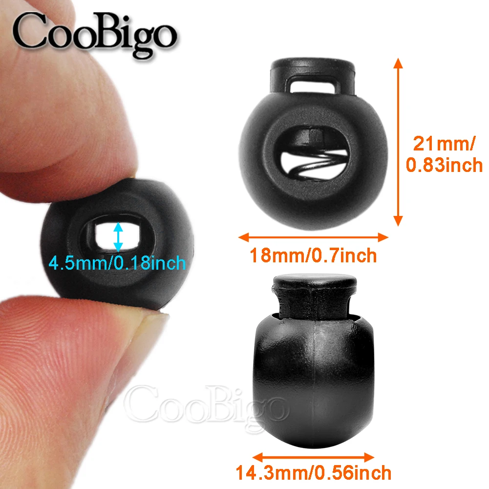 Description Picture 3 of item10pcs Cord Locks Ends Round Ball Spring Stopper Toggles Clip Plastic for Drawstring Shoelace Rope Paracord Hat DIY Accessories