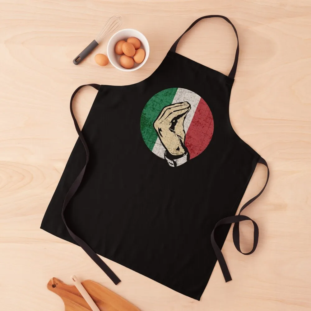 

Italian Hand Gesture Sing Language Funny Italy Flag VintageApron Apron For Cosmetologist Novelties Kitchen And Home