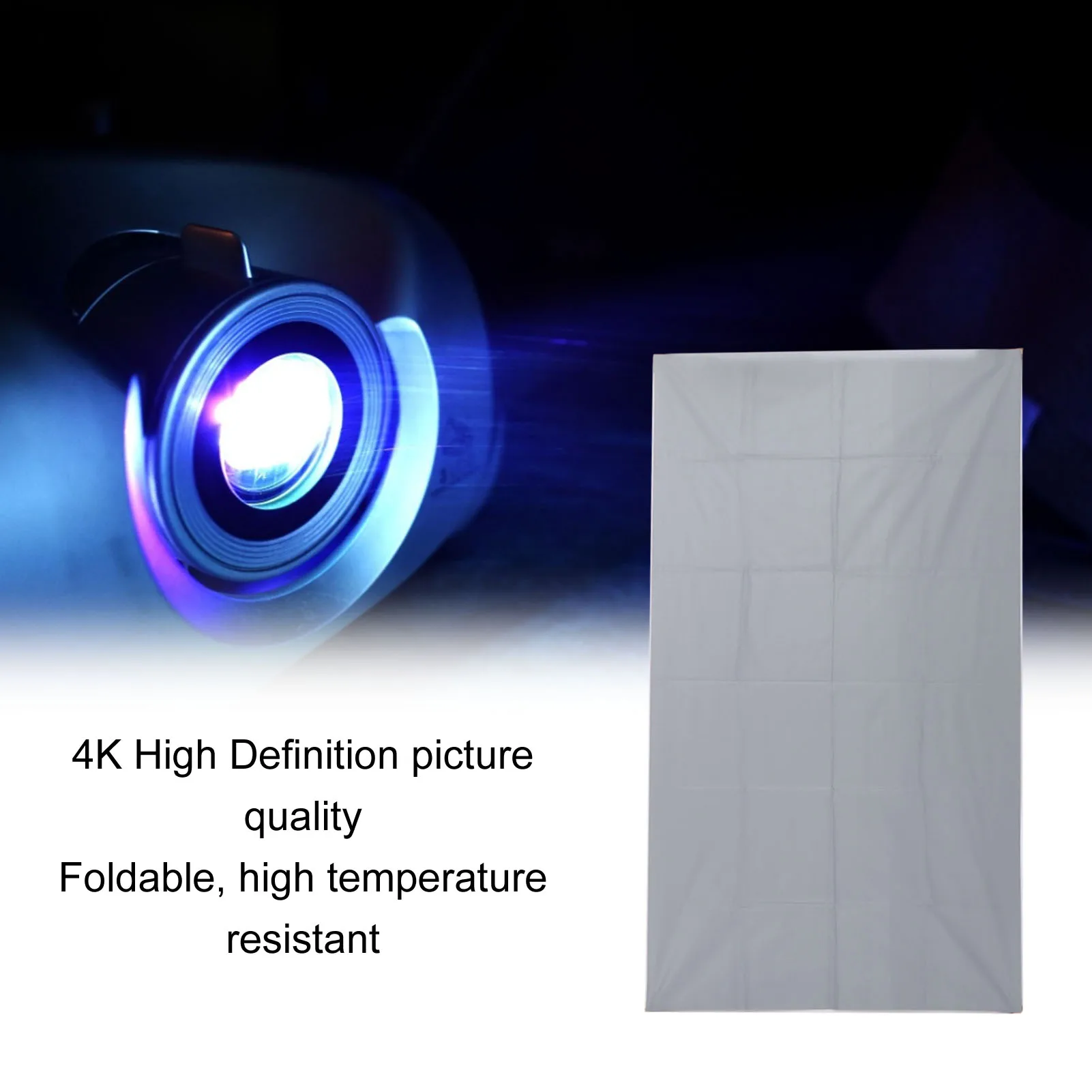 Projector Screen High Definition 4K AntiLight Foldable Portable Movies Screen Condenser for Home Party Office Classroom