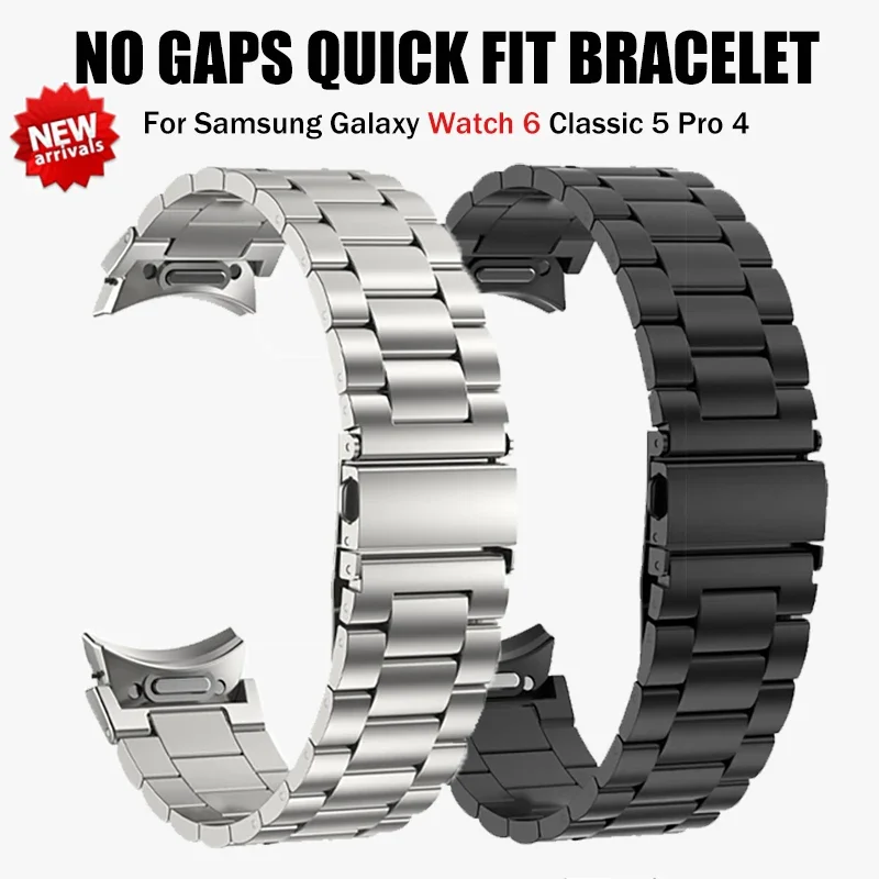

For Samsung Galaxy Watch 6 Classic 43mm 47mm 40mm 44mm Band No Gaps Quick Fit Stainless Steel Strap For Watch 5Pro 45mm Bracelet