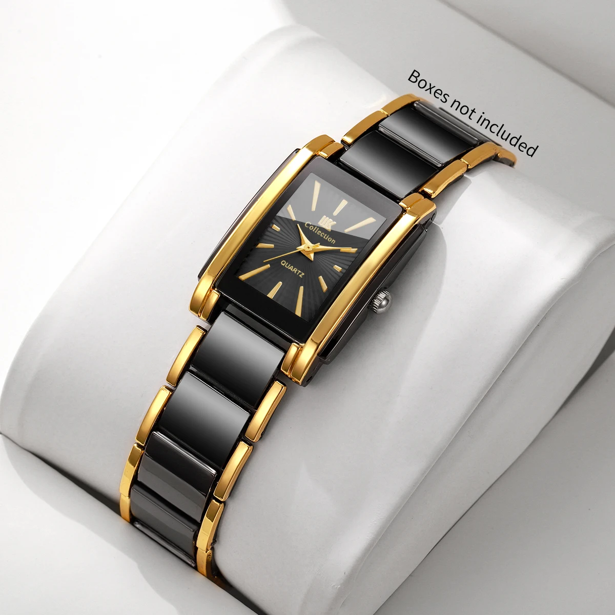 Elegant Rectangle Women Quartz Watch Luxury Black Stainless Steel Band Ladies Dress Wrist Watches Relogio Feminino（Without Box）
