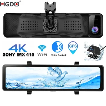 HGDO D566 Dash Cam 4K Car Dvr with GPS WIFI Black Mirror SONY Video Box Dual Cameras Recorder Automotiva Front and Back 12V 24V 1