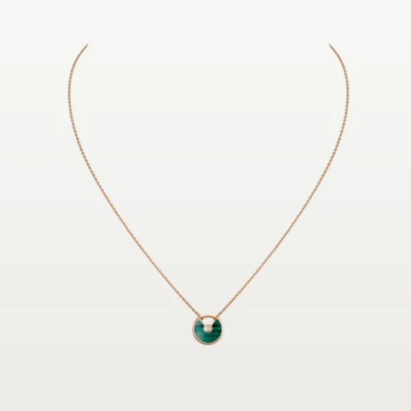 High quality rose gold 18k natural stone amulet necklace Ladies fashion simple temperament party luxury brand jewelry gifts