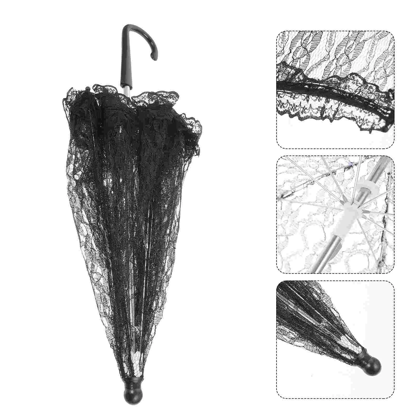 

Vintage Black Color Lace Umbrella Parasol for Lady Women Wedding Party Photography Decor Prop Lace Umbrella Decoration