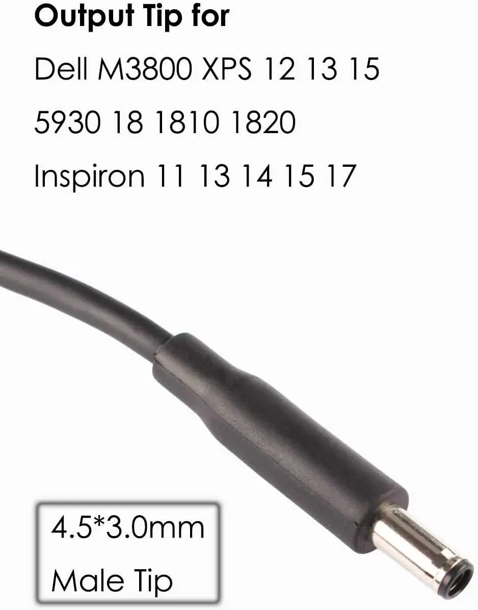 2pack Adapter Converter Cable 7.4 to 4.5mm for Dell Laptop Power Supply 30w 40w 45w 65w 90w 120w D5g6m 0d5g6m M3800 XPS 12 13