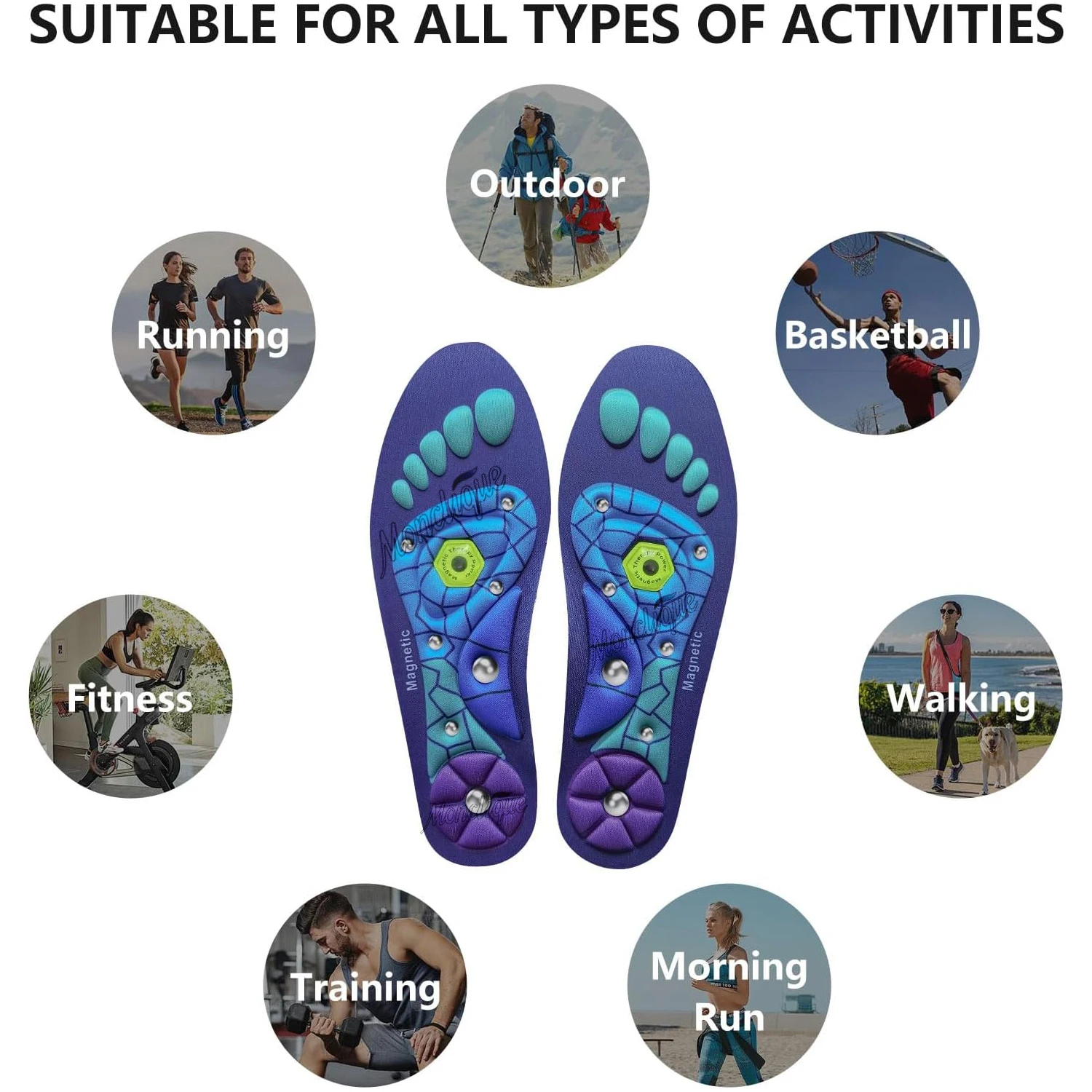 Medical Magnetic Therapy Sports Insole Foot Massage Weight Loss Acupressure Insole Improve Blood Circulation Anti-fatigue Insole