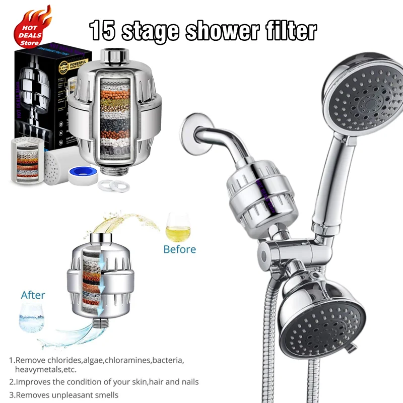 15 Stages Faucet Water Filter Remove Chlorine Heavy Metals Filtered Bath Showers  Head Filtration Purifier Soften for Hard Water - AliExpress