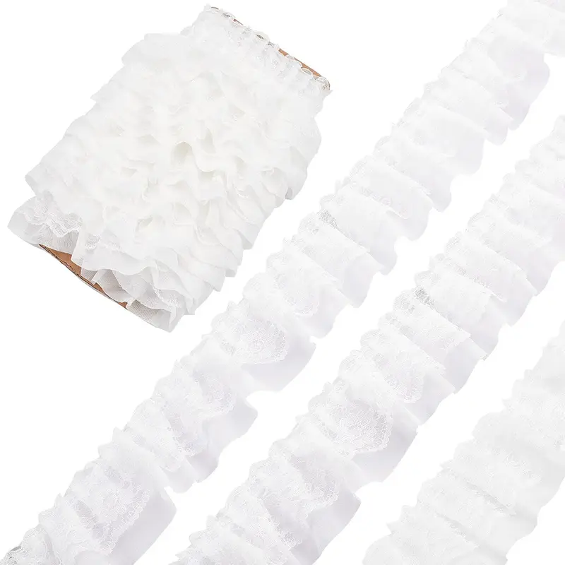 2 Yards Black White Pink Fold Wave Embroidery Lace Fabric Trim DIY Clothing Daily Home Decoration Accessory 5CM Wide - Image 5