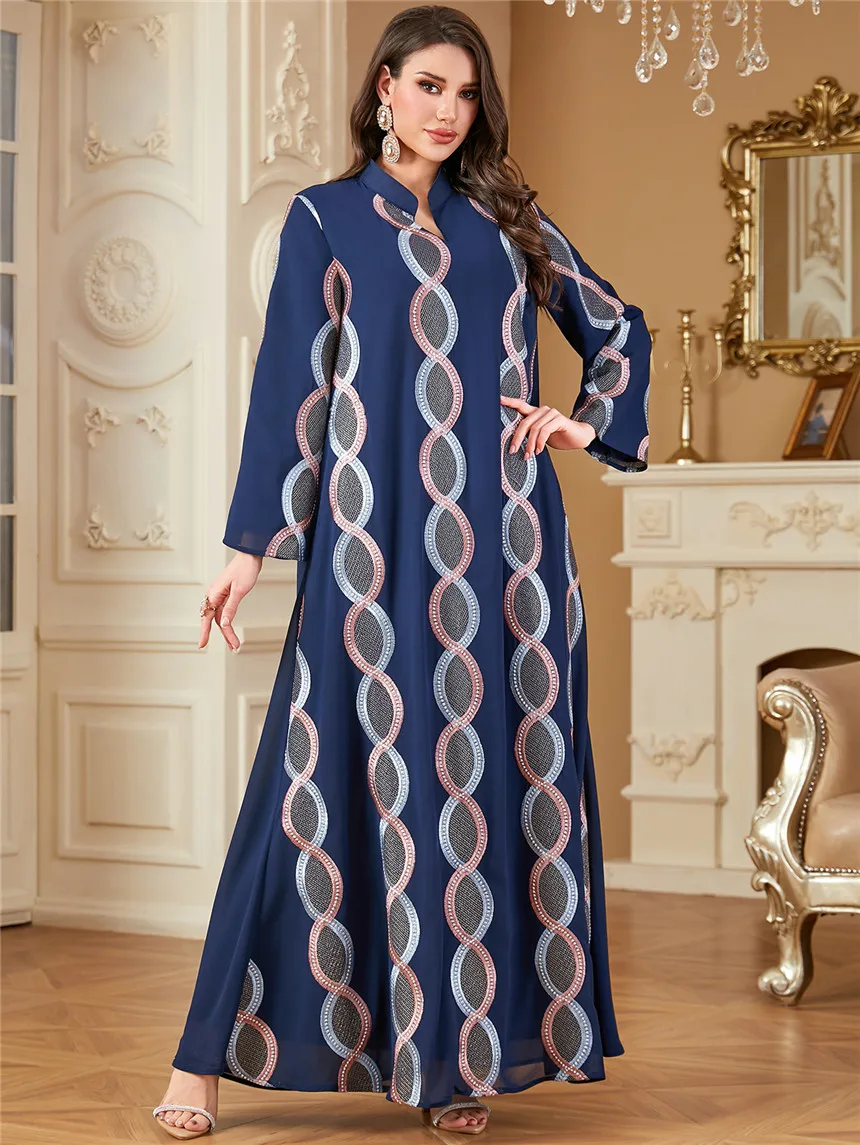 فستان عباية نسائي فضفاض مطرز لرمضان للنساء مغربي س...