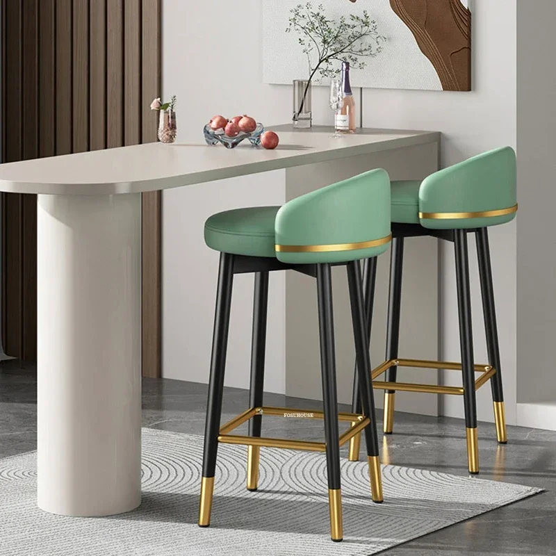 Home Kitchen High Bar Stool Nordic Minimalist Bar Chairs Wrought Iron Backrest High Barstool Light Luxury Fashion Furniture