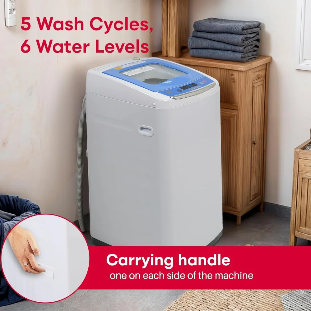 0.9 Cu Ft Top Load Portable Washing Machine Washer on Wheels, White