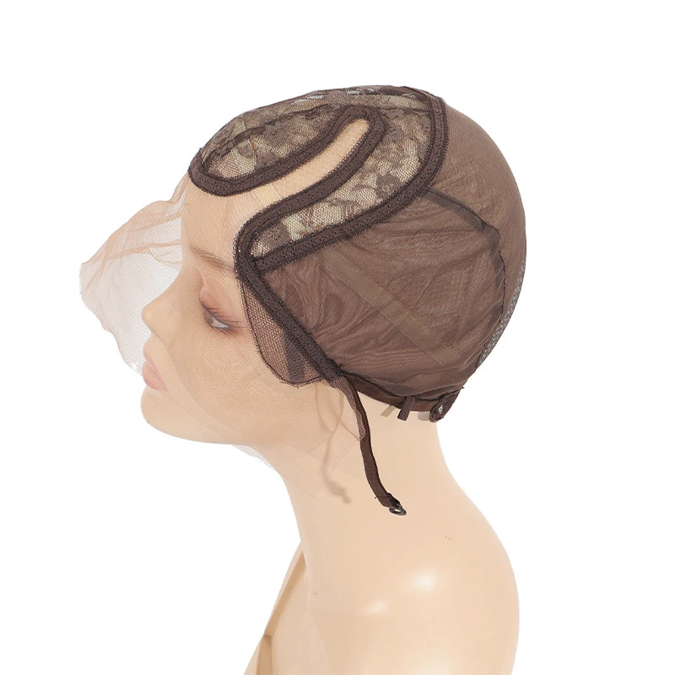 Adjustable C-Shaped Left Side Parting Front Lace Wig Cap Lace Elastic Headgear Cap DIY Wig Accessories Mesh Bottom wig caps