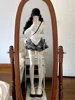Japanese Style Knit Suits Kawaii Vintage 2 Piece Skirts Set Women Vintage Print Y2k Crop Tops Blouse + Mini Skirts Korean Chic 2