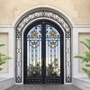 Villa High-end Luxury Factory Sell Custom Forged America European Craft Glass Security Double-open Iron Steel Entrance Gate Door 4